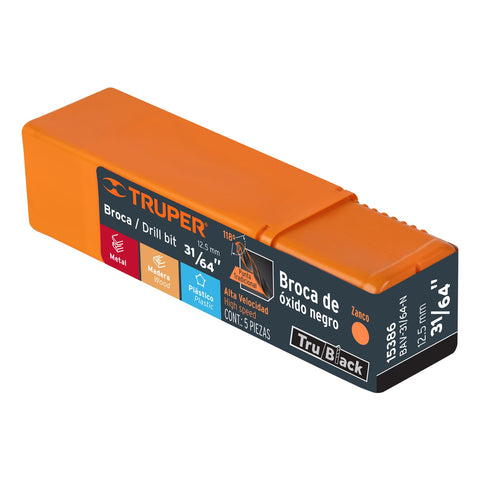 Broca HSS 31/64' Trublack para metal, Truper | BAV-31/64-N | 15386