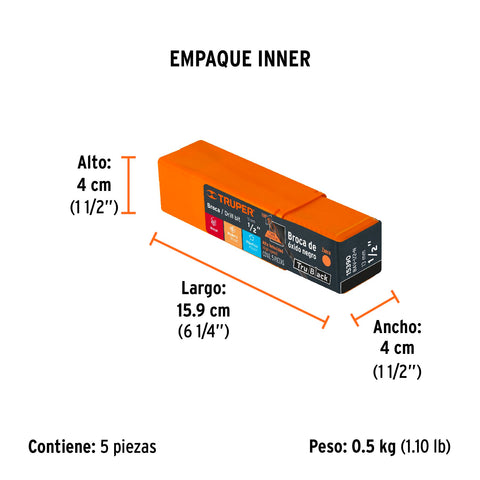 Broca HSS 1/2' Trublack para metal, Truper | BAV-1/2-N | 15390