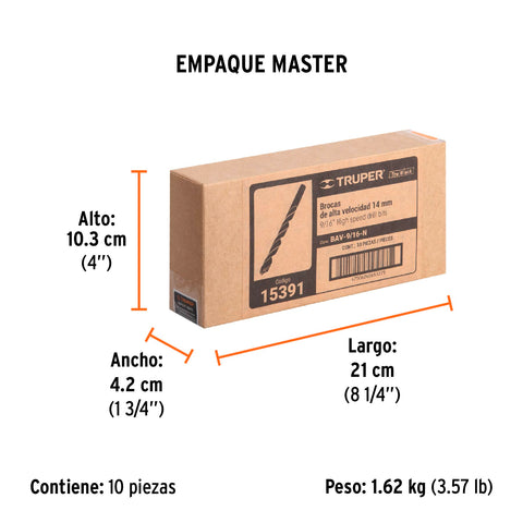 Broca HSS 9/16' Trublack para metal, Truper | BAV-9/16-N | 15391