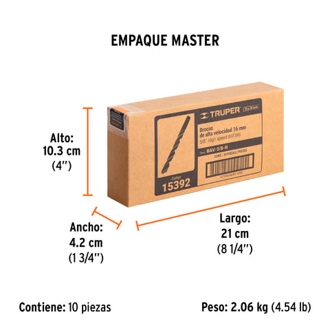 Broca HSS 5/8' Trublack para metal, Truper | BAV-5/8-N | 15392