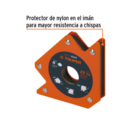 Escuadra magnética p/soldar, 4', capacidad 22 kg, TRUPER | ESM-4 | 15407