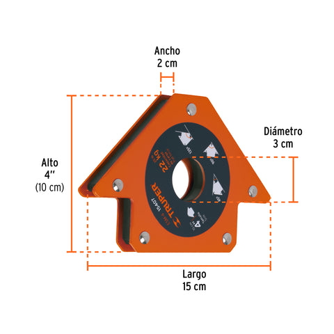 Escuadra magnética p/soldar, 4', capacidad 22 kg, TRUPER | ESM-4 | 15407