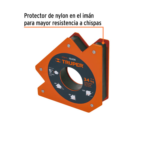 Escuadra magnética p/soldar, 5', capacidad 34 kg, TRUPER | ESM-5 | 15408