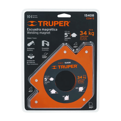 Escuadra magnética p/soldar, 5', capacidad 34 kg, TRUPER | ESM-5 | 15408