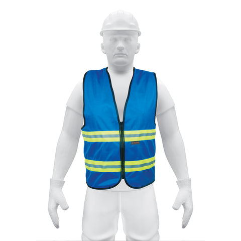 Chaleco de seguridad azul alta visibilidad con cierre | CHS-600A | 15416