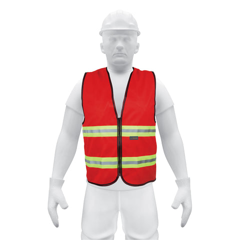 Chaleco de seguridad rojo alta visibilidad con cierre | CHS-600R | 15417