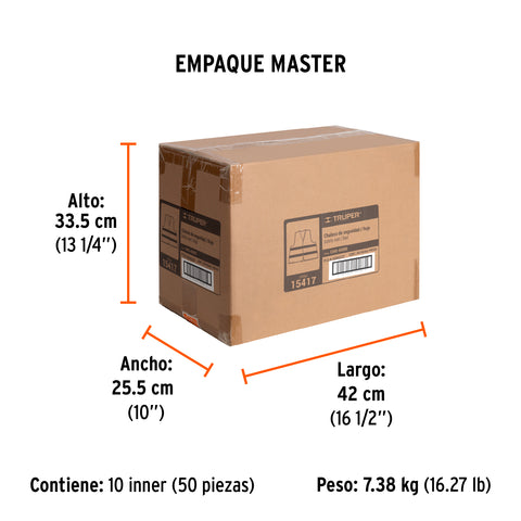 Chaleco de seguridad rojo alta visibilidad con cierre | CHS-600R | 15417