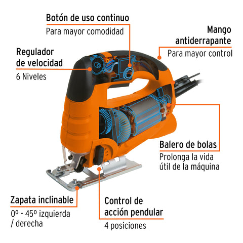 Sierra caladora 550W 4.5 A vel. variable, TRUPER PRO | CALA-A3 | 15420