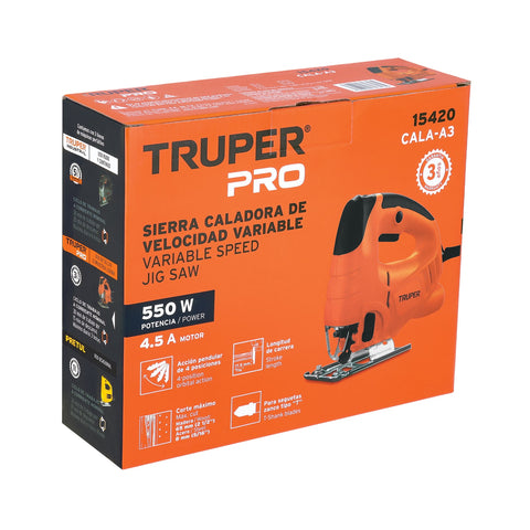 Sierra caladora 550W 4.5 A vel. variable, TRUPER PRO | CALA-A3 | 15420