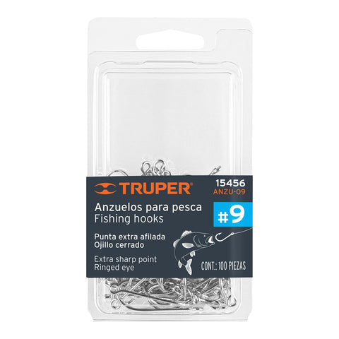 Blíster con 100 anzuelos para pesca # 9, Truper | ANZU-09 | 15456