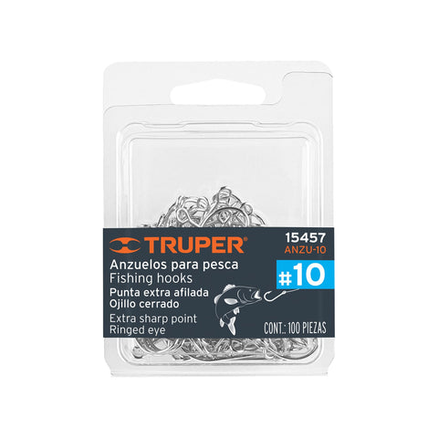 Blíster con 100 anzuelos para pesca # 10, Truper | ANZU-10 | 15457