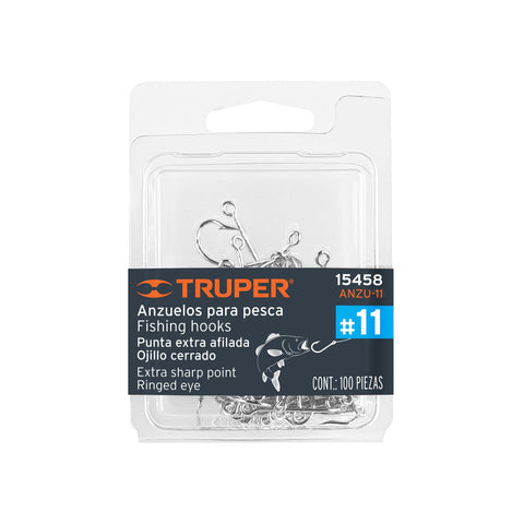 Blíster con 100 anzuelos para pesca # 11, Truper | ANZU-11 | 15458
