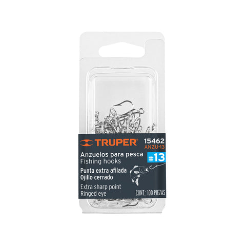 Blíster con 100 anzuelos para pesca # 13, Truper | ANZU-13 | 15462