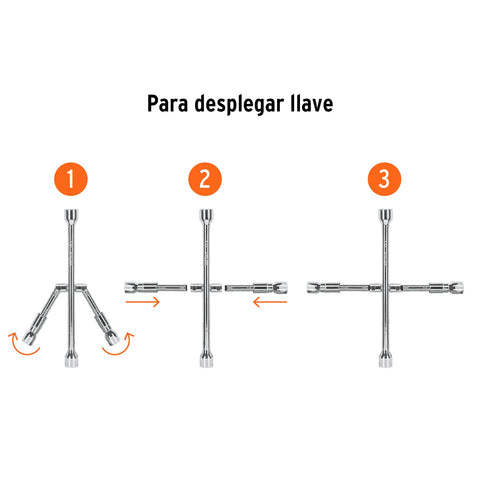 Llave de cruz 14' plegable pulida y cromada, TRUPER | LLCR-14X | 15484