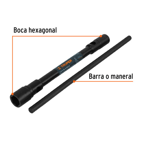 Llave de artillería 1-1/8 x 7/8' boca hexagonal, TRUPER | LLAR-7 | 15485