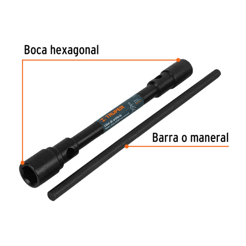 Llave de artillería 1-1/16 x 1-1/4' boca hexagonal, TRUPER | LLAR-9 | 15487