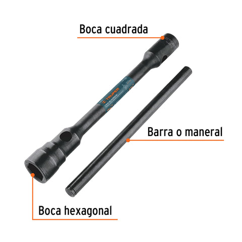 Llave de artillería 13/16 x 1-1/2' boca cuadrada y hexagonal | LLAR-10 | 15488