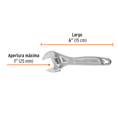 Llave ajustable (perico) 6' profesional cromada, Expert | PET-6C | 15505