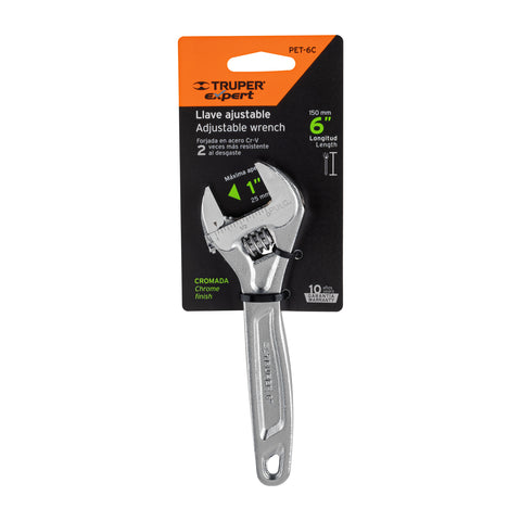 Llave ajustable (perico) 6' profesional cromada, Expert | PET-6C | 15505