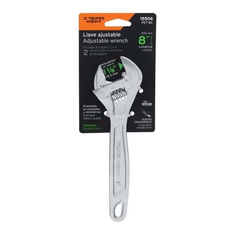 Llave ajustable (perico) 8' profesional cromada, Expert | PET-8C | 15506