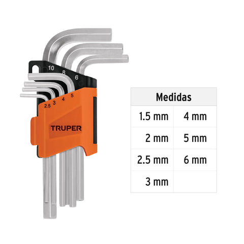 Juego 7 llaves allen mm punta hexagonal con organizador | ALE-7M | 15530