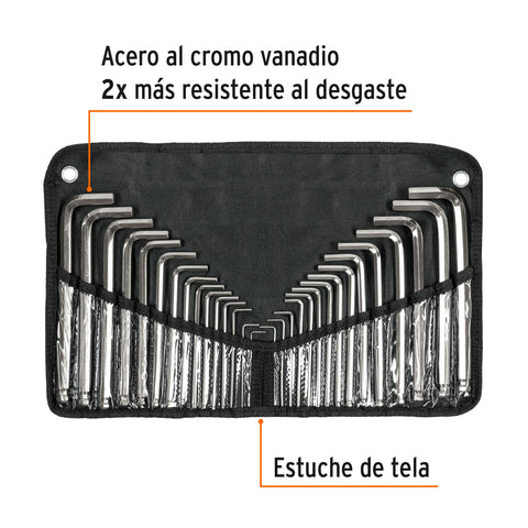 Juego 30 llaves allen largas mixtas punta bola, estuche | ALL-30 | 15562