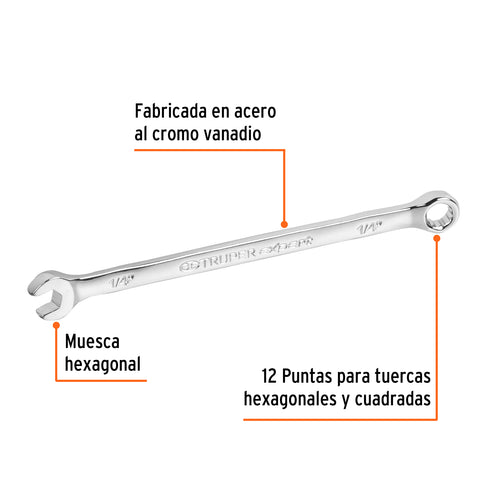 Llave combinada extralarga 1/4' x 125 mm de largo, Expert | LL-2008 | 15590