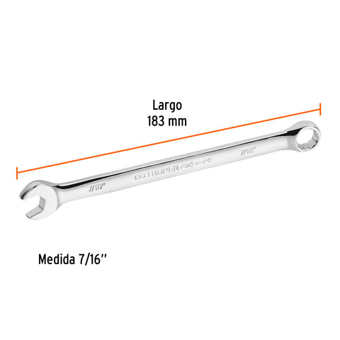 Llave combinada extralarga 7/16' x 183 mm de largo, Expert | LL-2014 | 15593