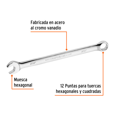 Llave combinada extralarga 7/16' x 183 mm de largo, Expert | LL-2014 | 15593
