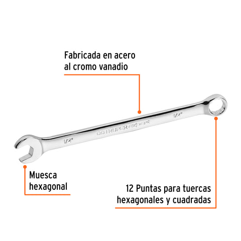 Llave combinada extralarga 1/2' x 202 mm de largo, Expert | LL-2016 | 15594