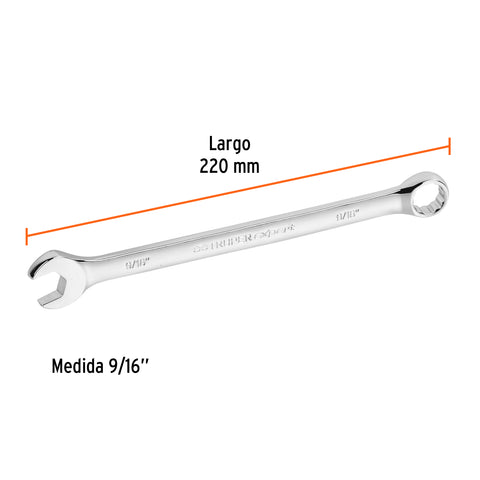 Llave combinada extralarga 9/16' x 220 mm de largo, Expert | LL-2018 | 15595