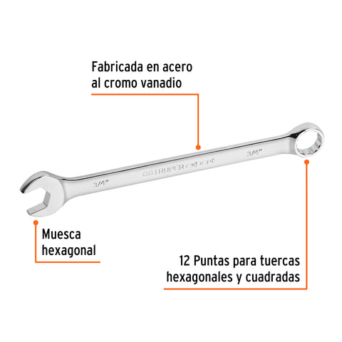 Llave combinada extralarga 3/4' x 278 mm de largo, Expert | LL-2024 | 15598