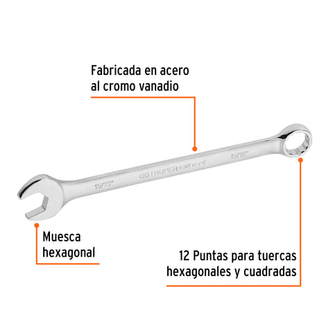 Llave combinada extralarga 15/16' x 336 mm de largo, Expert | LL-2030 | 15601