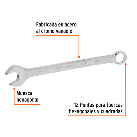 Llave combinada extralarga 1-1/16' x 385 mm de largo, Expert | LL-2034 | 15603