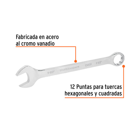 Llave combinada extralarga 1-1/2' x 467 mm de largo, Expert | LL-2048 | 15609