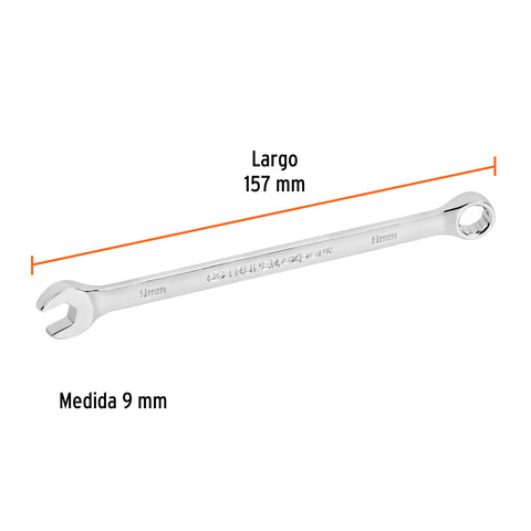 Llave combinada extralarga 9 mm x 157 mm de largo, Expert | LL-2009M | 15613