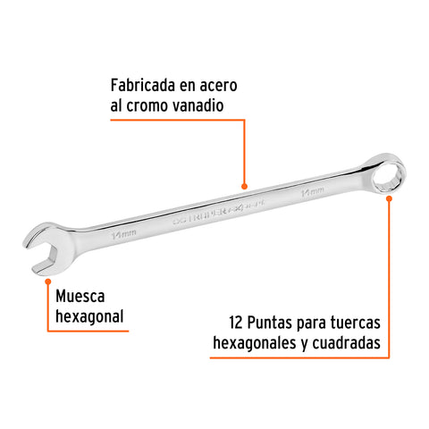 Llave combinada extralarga 14 mm x 220 mm de largo, Expert | LL-2014M | 15618