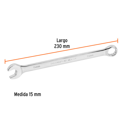 Llave combinada extralarga 15 mm x 230 mm de largo, Expert | LL-2015M | 15619