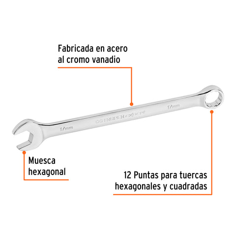 Llave combinada extralarga 17 mm x 259 mm de largo, Expert | LL-2017M | 15621