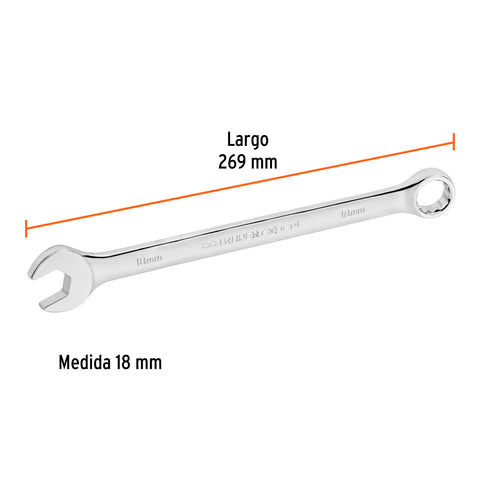 Llave combinada extralarga 18 mm x 269 mm de largo, Expert | LL-2018M | 15622