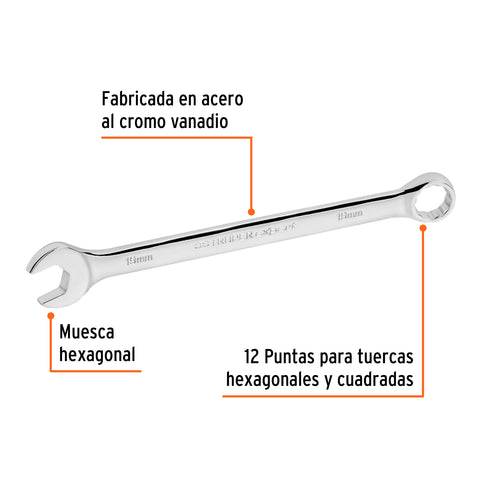Llave combinada extralarga 19 mm x 278 mm de largo, Expert | LL-2019M | 15623