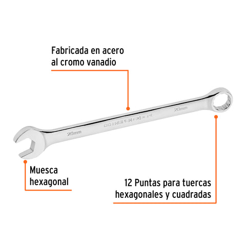 Llave combinada extralarga 20 mm x 287 mm de largo, Expert | LL-2020M | 15624