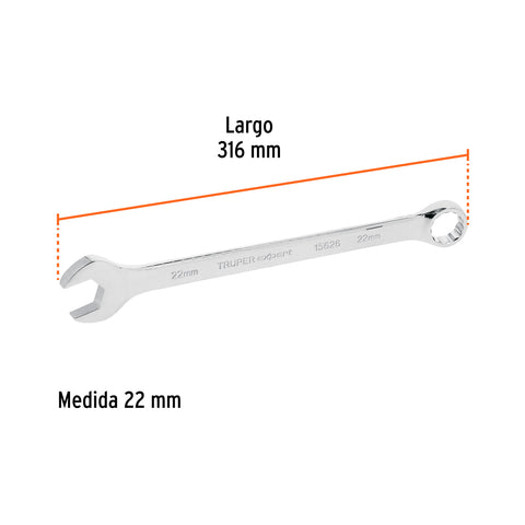 Llave combinada extralarga 22 mm x 316 mm de largo, Expert | LL-2022M | 15626
