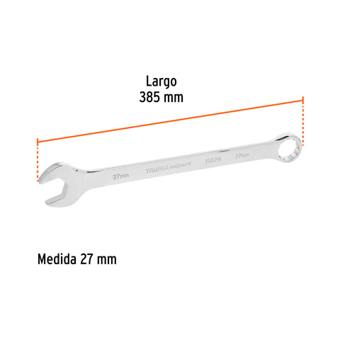 Llave combinada extralarga 27 mm x 385 mm de largo, Expert | LL-2027M | 15629