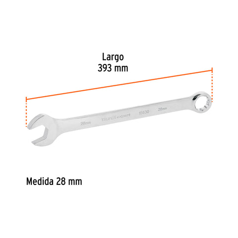 Llave combinada extralarga 28 mm x 393 mm de largo, Expert | LL-2028M | 15630