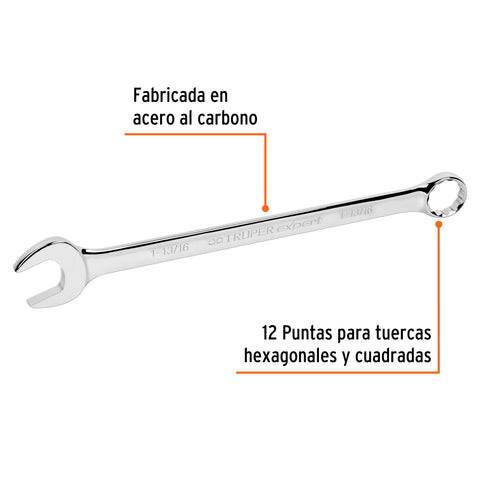 Llave combinada extralarga 1-13/16' x 496 mm largo, Expert | LL-2058 | 15634