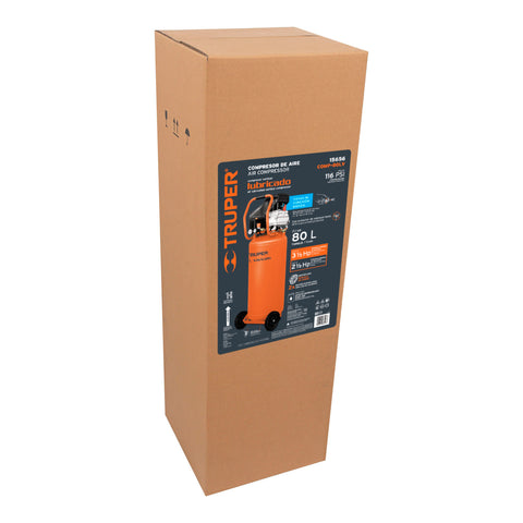 Compresor lubricado, 80L, 3-1/2HP, vertical, 127V, TRUPER | COMP-80LV | 15656