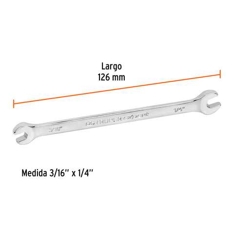 Llave española, 3/16 x 1/4' x 126 mm de largo, Truper Expert | LL-3016 | 15678