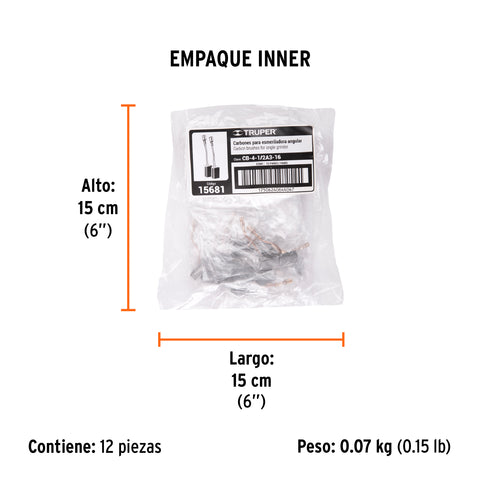 Bolsa con 2 carbones de repuesto para ESMA-4-1/2A3, TRUPER | CB-4-1/2A3-16 | 15681