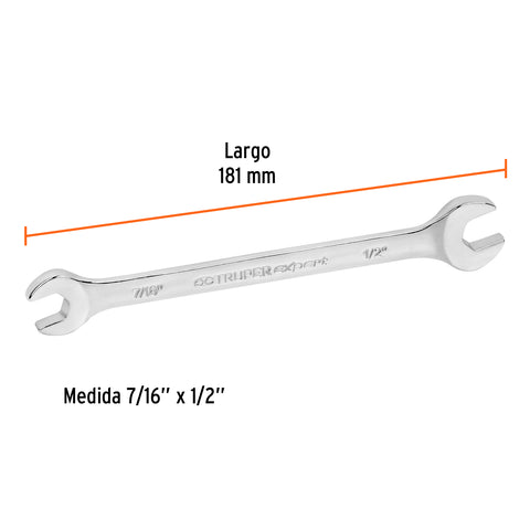 Llave española, 7/16 x 1/2' x 181 mm de largo, Truper Expert | LL-3025 | 15686